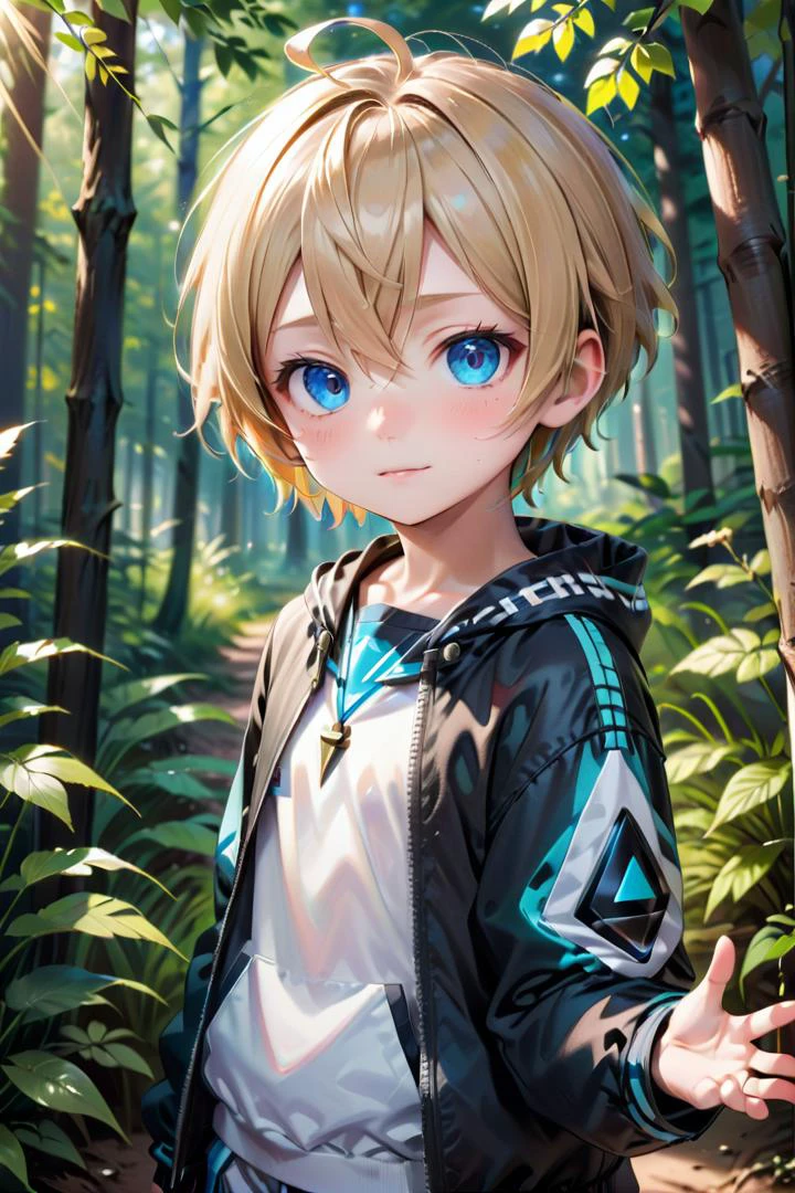 (1 boy:1.2), multicolored background,(very short hair)
crew cut,, blue eyes, masterpiece, male characters, hires,
multiple details, sky, forest, handsome, ultra detailed background, jacket
beautiful eyes (vocaloid), delicate features, high light in eyes, triangle chin, (full shot:1.2), (whole body:1.2),
petite, young, juvenile, detailed beautiful boy, adorable boy, sunlight,standing
aoki, masterpiece
<lora:aoki_xl_v10:0.4>