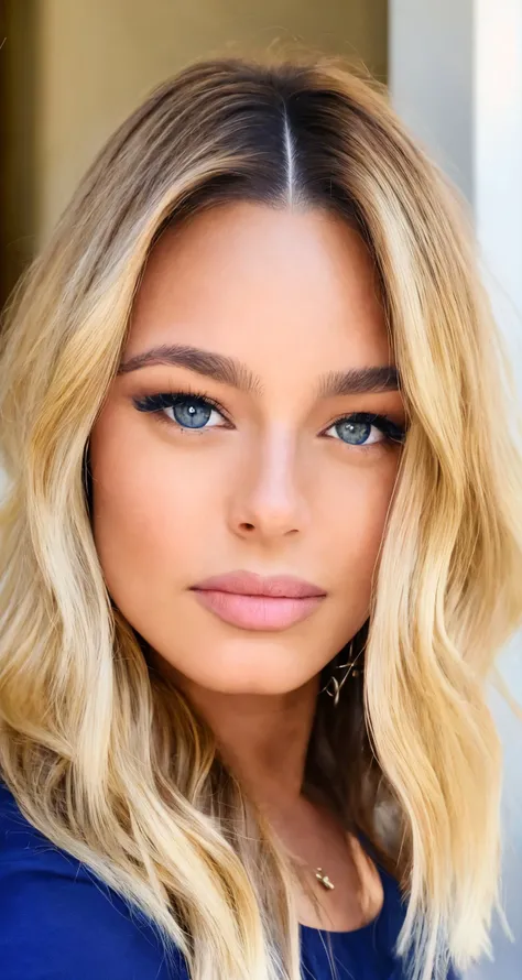 yael bar zohar face, realistic, brown eyes, blond hair, lips, long hair, centered, looking at viewer, wearing Indigo shirt,
masterpiece, professional,
closeup,
<lora:yael_bar_zohar_1.0:1>