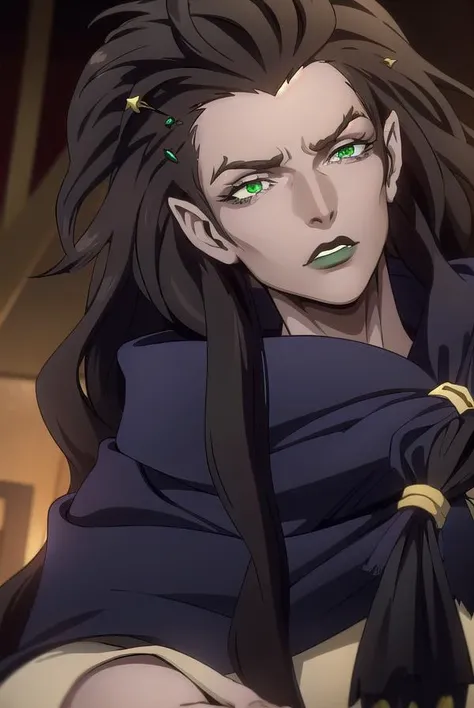 striga, <lyco:striga-lyco-nochekaiser:1>,
striga, long hair, black hair, (green eyes:1.5), makeup, lipstick, blue cape, black lips,
BREAK ,
BREAK looking at viewer, full body,
BREAK outdoors,
BREAK <lyco:GoodHands-beta2:1>, (masterpiece:1.2), best quality, high resolution, unity 8k wallpaper, (illustration:0.8), (beautiful detailed eyes:1.6), extremely detailed face, perfect lighting, extremely detailed CG, (perfect hands, perfect anatomy),