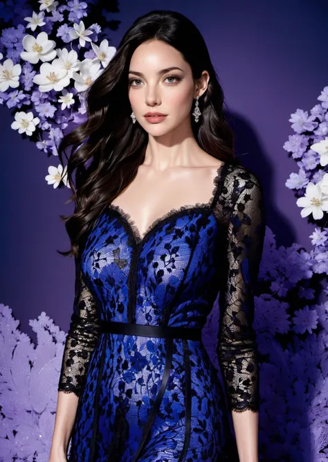 [liv tyler: gal gadot: 0.5]
dress
jewelries 
lace
full body 
 (Art by teamLab)
