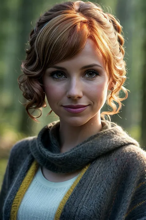 photo of beautiful (EPK4r1Byr0n:0.99), a woman with perfect hair, hair upsweep updo, wearing (yellow Wool Poncho :1.1), (plain red beautiful scenery, mushroom forest, rain :1.1), modelshoot style, (extremely detailed CG unity 8k wallpaper), professional majestic photography, (smile), ((upper body)), (camera), 24mm, exposure blend, hdr, faded, extremely intricate, High (Detail:1.1), Sharp focus, dramatic, soft cinematic light, (upper body), (looking at viewer), (detailed pupils), 4k textures, soft cinematic light, adobe lightroom, photolab, elegant, ((((cinematic look)))), soothing tones, insane details, hyperdetailed, low contrast("I've got a bad feeling about this.":1.1), ("In Jernau we trust!":1.1),