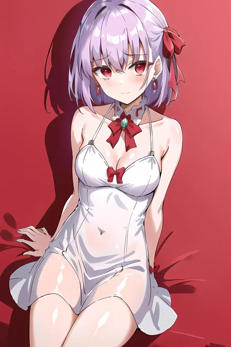 kama \(fate\), 1girl, masterpiece, absurdres, highres , red eyes, white hair, short hair, <lora:kama:0.3>
