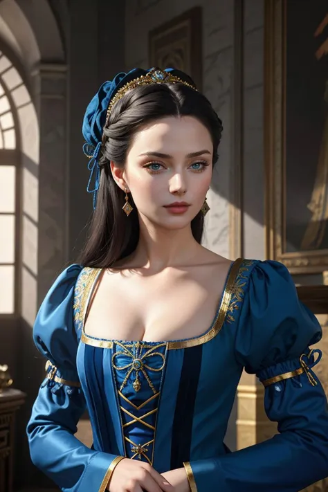 ((Masterpiece, best quality)), edgQuality,dark hair,
edgRenaissance, a woman in a blue dress with gold lining ,wearing edgRenaissance
<lora:edgRenaissanceDress1:0.8>