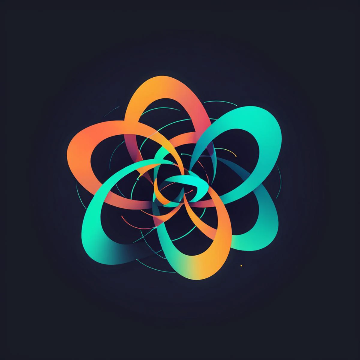 Abstract modern flat design logo of shapes morphing into one another, tech, startup, geometric, technical, minimalistic glowing lighting, artificial body, by Greg Rutkowski