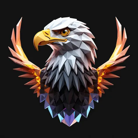 2 dimensional, vector, low poly, clear crystal eagle icon, black background, cgsociety, artstation, octane render redshift render, vray, 8 k, by greg rutkowski android jones artgerm