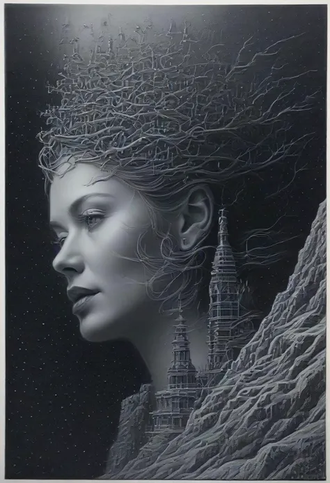 in thy high places, extremely detailed graphite painting