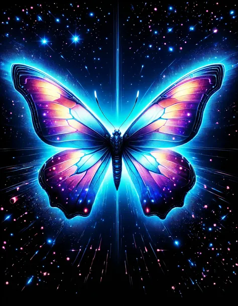 a Deep Demiurge of Butterfly flight Dreamy backdrop Vivid iris Deep space