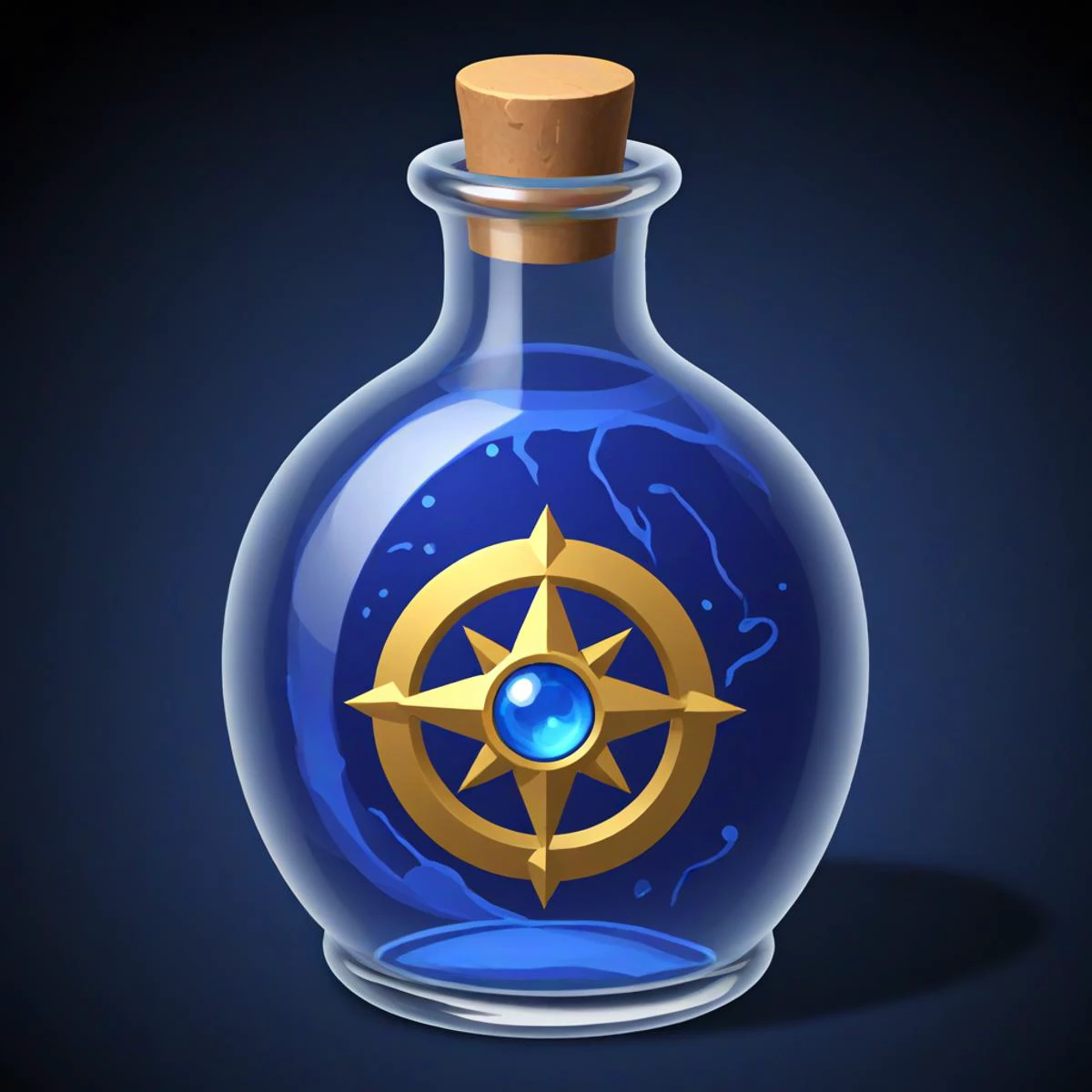 game icon of a blue mana potion bottle, white background, <lora:game_icons:1>, <lora:icons-round-epoch2:1>