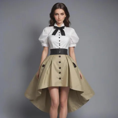 human, full body clothing, Halter Neck, Taffeta, , Rolled Sleeves, High-Low Hemline, High Waist, A-Line Skirt, Coin Pockets,,Detachable Train, Button Closure,