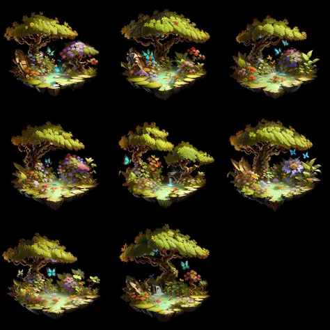 game icon, game icon institute, black background,(water:1.2),trees, flowers,butterfly , <lora:Scenariov2_230611:1>