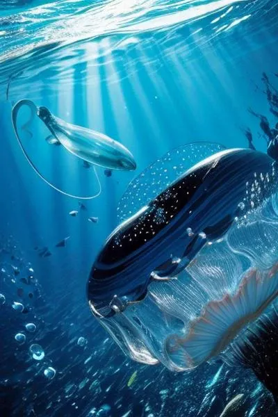 ((blue and navy color tone:1.3)) 1girl, solo,jellyfish filling up the ocean, millions of jellyfish, a girl swimming ((naked)) in the deep ocean surrounded by jellyfish, ((jellyfish)), deep black ocean,under the sea,(photorealistic:1.4), official art, unity 8k wallpaper, ultra detailed, beautiful and aesthetic, masterpiece,best quality, (dynamic angle:1.4), glowing skin, (floating colorful sparkles:1) the most beautiful form of chaos, elegant, a brutalist designed, vivid colours, romanticism, ultra wide angle,<lora:more_details:0.5>