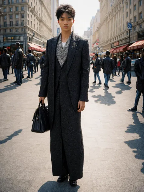 [Beautiful {european | american | african} man in the city with interesting modern outfit], (full body:1.4) with detailed skin (highly detailed), highly-detailed clothes, dramatic pose, interesting composition, natural illumination, rich shadows, shallow depth of field, realistic bokeh, exquisite details, high-resolution, 35mm film, timeless elegance, 35mm photography, natural blurry, (HIGH-RESOLUTION RAW photo), (realistic, hyper-realistic:1.3), pristine, intricately detailed, flamboyant masterpiece, ultra- high definition, high resolution, (impeccable shadow), <lora:FilmVelvia2:1>, <lora:more_details:1>