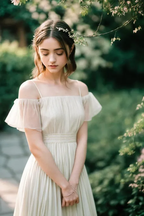 NataliaD_SoloTI_v1,
(In a delicate, understated outfit with soft, muted fabrics and minimal accessories, paired with a quiet, thoughtful expression and gentle, unassuming demeanor, for a look of subtle grace), (Amidst the tranquil, intimate settings of quiet, sun-dappled gardens and cozy, shadowed corners, where the stillness and whispering winds create an atmosphere of serene calm and gentle introspection:1.3), (subtle:1.3),(analog, cinematic, pastel tones, soft lighting, delicate compositions, cinematic shot:1.3),
<lora:add_detail:0.6> epiCPhoto, PA7_Portrait-MCU,