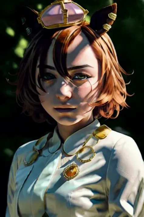 ((photorealistic)), HDR, ((cinematic still shot)), ((cinematic photography)), masterpiece, 8K, best quality, extremely detailed, intricate details, high resolution, dynamic posture, dynamic angle

umamusume, a beautiful and handsome young woman,  <lora:opera o:1>, short curvy hair, orange hair, orange animal_ears, purple eyes, hair ornament, wearing a little crown, in splendid gown,