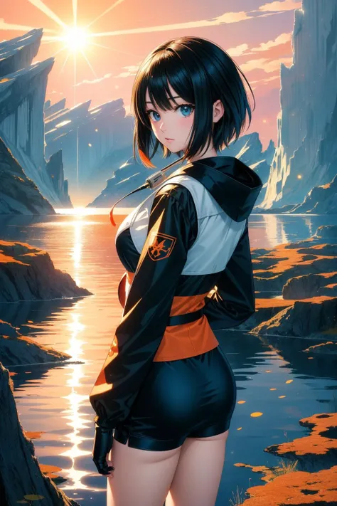 1girl, (comics art by Charles Schulz:1.1) , dramatic felt tip pen drawing, epic Anime of a lush lake with Tree stump, (fluorescent theme:0.7) , landscape of a Glam Weary ([Uros Islands|Hoth]:1.3) from inside of a Pedestrian bridge, at Golden hour, Dynamic, Guilty, Superflat, short lighting, Depth of field 270mm, Offset print, DayGlo orange flakes, intricate details, octane engine, HDR