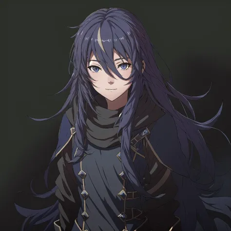 FE13, FE16, FE13-Style, Fire Emblem, Fire Emblem Awakening, sunrise, light top left, Lucina, 1 girl, Blue hair, Blue eyes, r, Very Long Hair, Streaked Hair, Dark Blue Hair, (Happy:1.2)