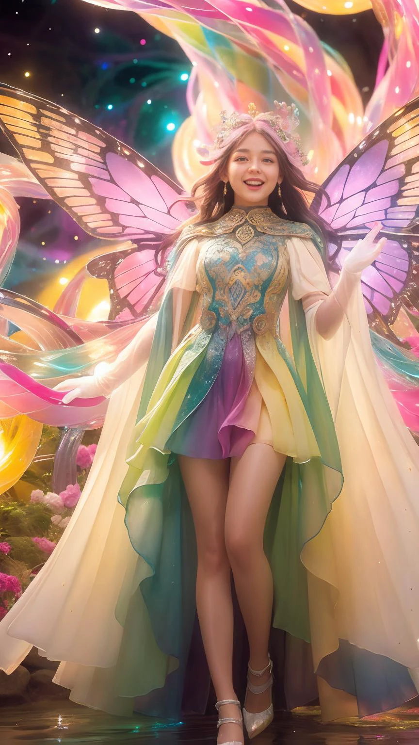 (Realistic),masterpiece,best quality,cinematic lighting,natural shadow,highest detail,depth of field,looking at viewer,Low Angle,
1girl,solo,photo of a cute girl,full body,yellow and black tones bj_Elf,Patchwork(white gloves, white sleeves,beautiful fairy wings,in the sky,detailed cloud,sunny day,rainbow-candy, light smile,charming,20yo,Asymmetrical haircut,Swaying hair,Crawling, ,,,<lora:Elf:0.6>,,,, ,,,<lora:GoodHands-vanilla:1>,,,, ,,,<lora:detail_slider_v4:2>,,,, ,,,<lora:æ³å
:0.5>,,,,,,,