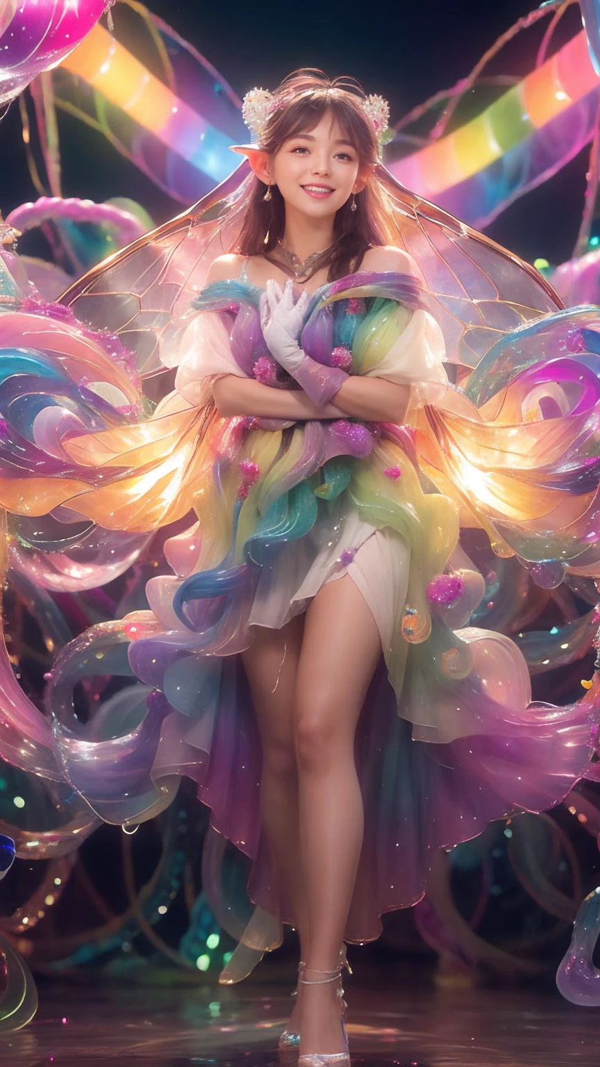 (Realistic),masterpiece,best quality,cinematic lighting,natural shadow,highest detail,depth of field,looking at viewer,Overhead Shot,
1girl,solo,photo of a cute girl,full body,Mountain Blue bj_Elf,Mesh(white gloves, white sleeves,beautiful fairy wings,in the sky,detailed cloud,sunny day,rainbow-candy, light smile,charming,20yo,Feathered haircut,Antenna hair,Hugging, ,,,<lora:Elf:0.6>,,,, ,,,<lora:GoodHands-vanilla:1>,,,, ,,,<lora:detail_slider_v4:2>,,,, ,,,<lora:æ³å
:0.5>,,,,,,,