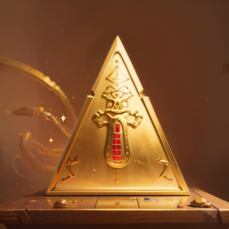 A close up of a gold pyramid with a clock on top - SeaArt AI