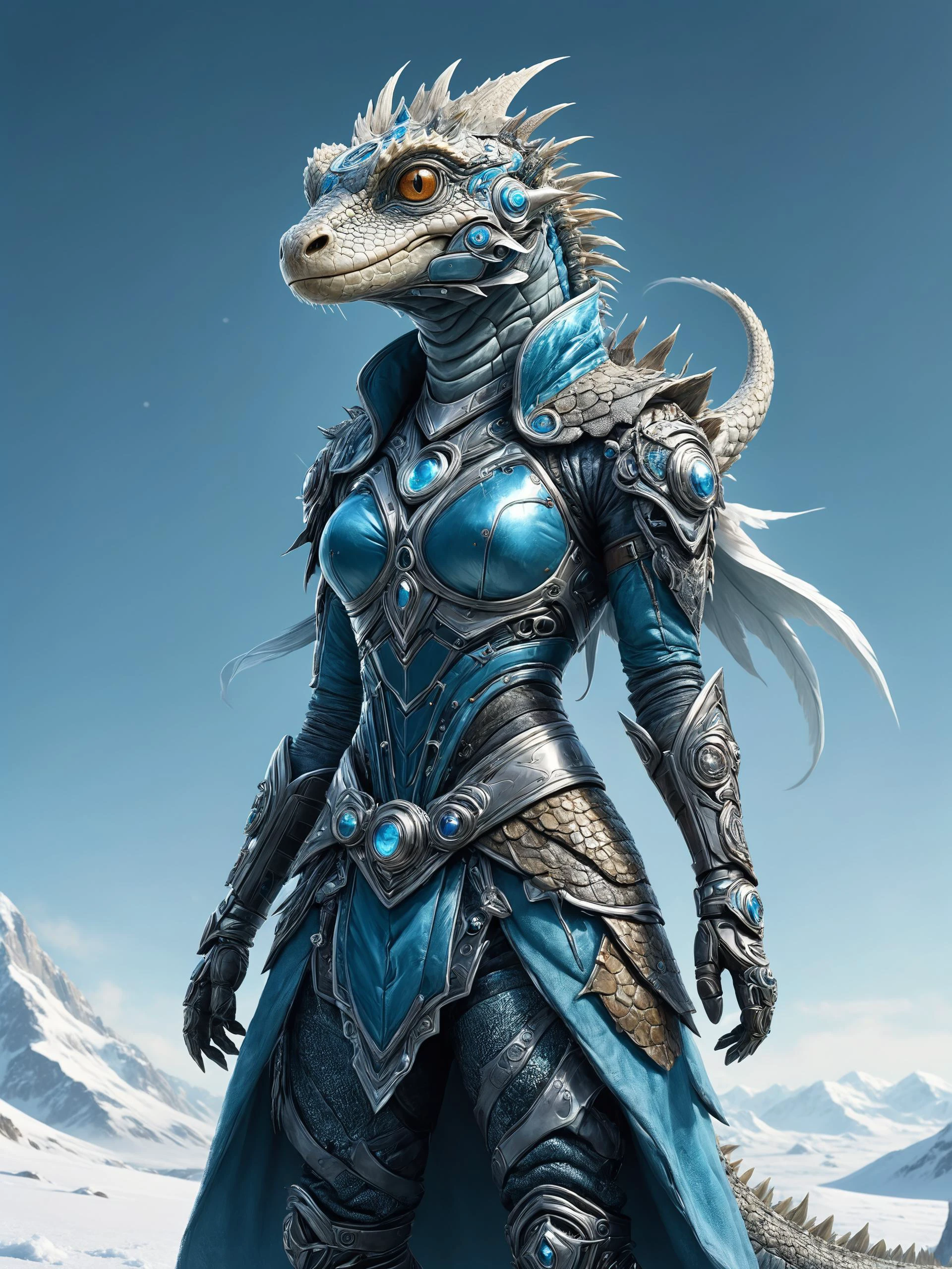 ais-rbts anthro Monitor Lizard wearing an outrageous fashion outfit, Frozen tundra with icy winds in the background,,,, Anthropomorphized, casting epic spell, magic the gathering artwork, D&D, fantasy, cinematic lighting, centered, symmetrical, highly detailed, digital painting, artstation, concept art, smooth, sharp focus, illustration, volumetric lighting, epic Composition, 8k, art by Akihiko Yoshida and Greg Rutkowski and Craig Mullins<lora:RBTS_STYLE:0.6> <lora:outrageous_fashion:0.6> <lora:xl_more_art-full_v1:0.4> <lora:MJ52:0.3> <lora:EnvyCreativeOutfitXL01:0.6> <lora:EnvyDynamicPoseXL01:0.7>