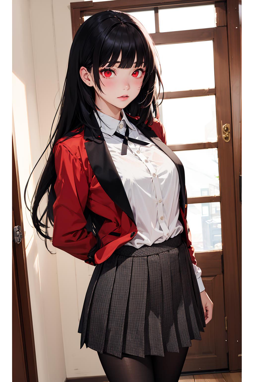 A close up of a woman in a skirt and jacket - SeaArt AI