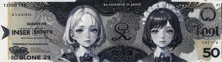 ((masterpiece)),(best quality), a jk girl,absurdres,money,dollar bill,banknote,monochrome, traditional media,anime artstyle, cute face, <lora:(money,money,dollar bill,banknote,traditional media,monochrome)moneyStyle_v10:0.5>