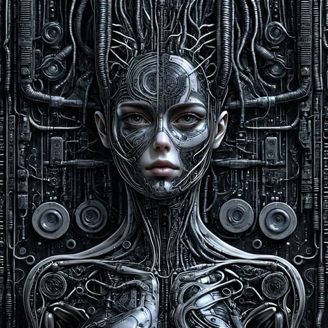 woman by HR Giger<lora:Da_Vinci:0.6> circuitboard, dark futuristic, Biomech, ink drawing, anatomical, Da_Vinci, vitruvian, science fiction, cable, led lights <lora:Dark_Futuristic_Circuit_Boards:1>, (masterpiece:1.2), best quality, (hyperdetailed, highest detailed:1.2), high resolution textures, <lora:EnvyBetterHiresFixXL01:1>