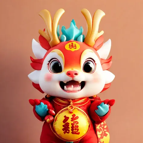 <lora:cuedrangon1-000016:0.8>, Cute Chinese Dragon,absurdres,huge filesize,wallpaper,gradient_background,cute,facing viewer,laughing,new year,