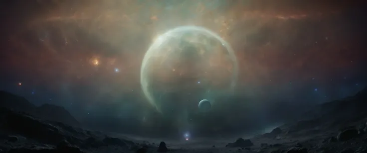 cinematic still frame of ringed alien landscape surrounded by a system of rings made up of dust, rocks, and ice particles, a stunning celestial spectacle (with some weird alien structures in the background:1.2), nebula, aurora, constellation, galaxy, glowing, light, light particles, magic, milky way, shooting star, space, star, starry background, starry sky <lora:FusionDraw9257_Nebula_SDXL:1>, best quality, masterpiece, highres, 4k, 8k, realistic, dim lit, foggy, muted colors, hazy, vintage, analog style