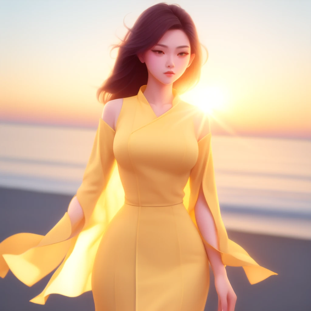 Anime, Pretty Woman in Yellow Dress, staring toward horizon, sunset in background. By Makoto Shinkai and Stanley Artgerm Lau, WLOP, Rossdraws, James Jean, Andrei Riabovitchev, Marc Simonetti, krenz cushart, Sakimichan, trending on artstation, digital art. 4k. 8k. highly detailed. award winning. dramatic. cinematic. concept art. (to8contrast style:1) <lora:theovercomer8sContrastFix_sd21768:0.6> <lora:johnsondesuv2-320-e1:0.6>