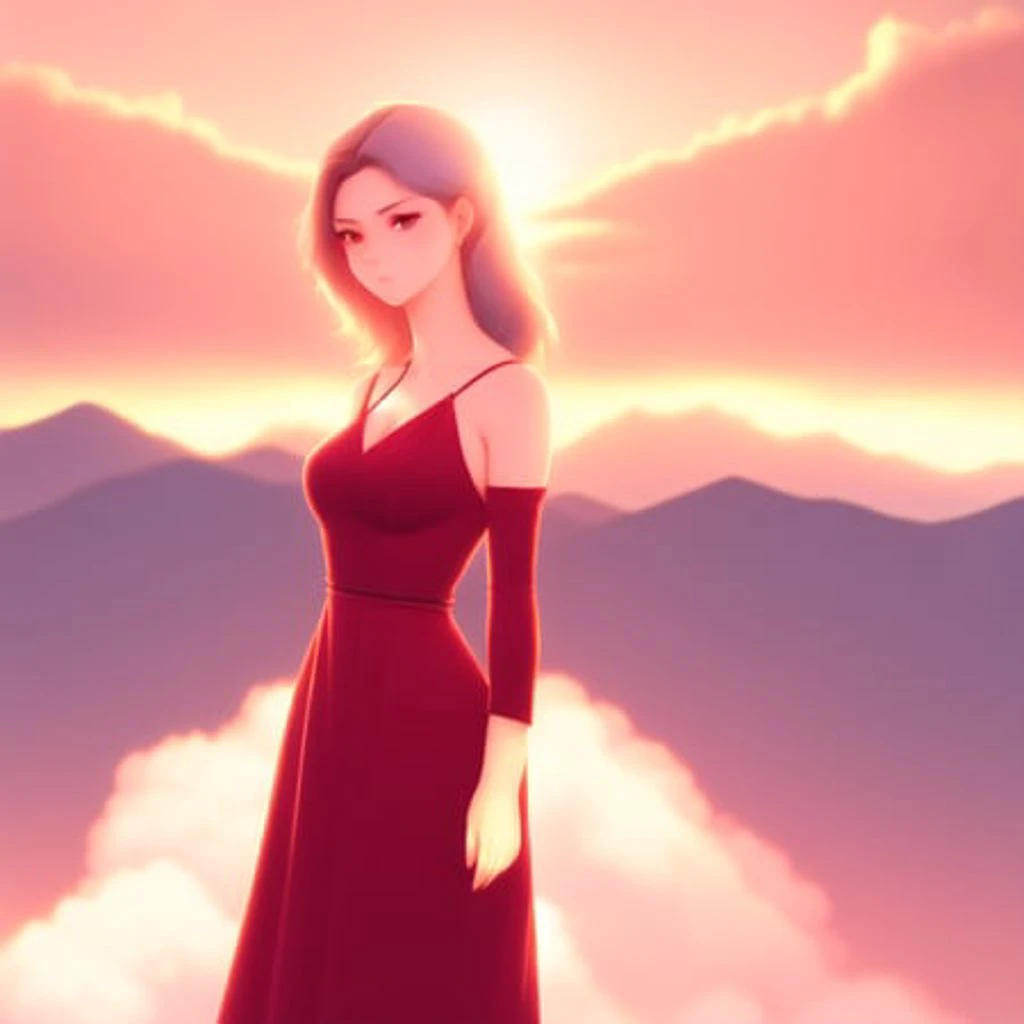 Anime, Pretty Woman in Red Dress, stares to the Sunset Horizon, anime scenery by Makoto Shinkai and Studio Ghibli. 8k, sharp high quality anime illustration in style of ghibli, artstation, concept art by WLOP, Rossdraws, James Jean, Andrei Riabovitchev, Marc Simonetti, and Sakimichan, trending (to8contrast style:1) <lora:theovercomer8sContrastFix_sd21768:0.6> <lora:johnsondesuv2-320-e1:0.6>