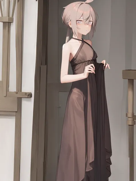 masterpiece, best quality, solo, <lora:mtz-000007:1>, very thin, halter_dress, standing,