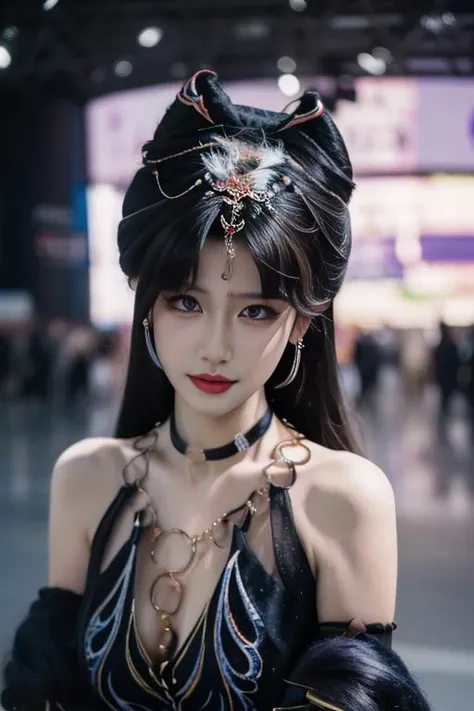 ltra-detailed,highly detailed,best quality,masterpiece,illustration,realistic,photorealistic,
yulinglong, china dress,
1girl, solo,
bare shoulders, detached sleeves, elbow gloves,
hair ornament, long hair, hair bun,
jewelry, necklace, earrings, forehead mark,
looking at viewer, cowboy shot,
<lora:yulinglong_v1_08:1.0>
