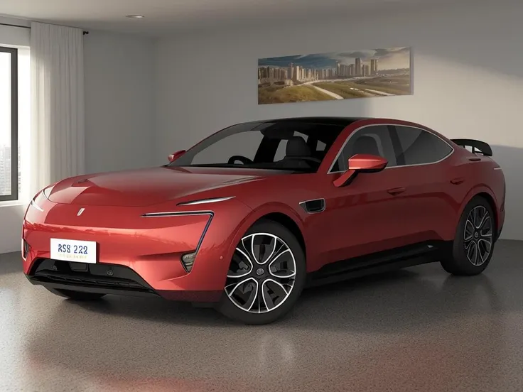 ((best quality)),((masterpiece)),((realistic)),one autohome red car(awt),indoors,modern art on the wall,luxury decoration,Studio level lighting,gray floor,3d render,a computer rendering,photorealism,<lora:autohomeAwt11_1.1:0.8>,
