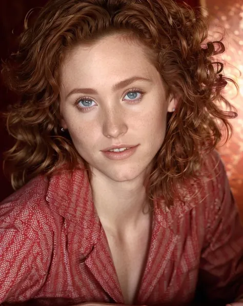 judith hoag upper body, cinematic, realistic, (red collared shirt), curly hair, modelshoot style, 4k, high detail, RAW Photo, (atmospheric lighting), luscious lips, (eye makeup:1.1), (ultra-detailed:1.2), smooth skin, clear face <lora:LowRA:.4> AS-YoungV2 <lora:AprilJudith_RV:.9>