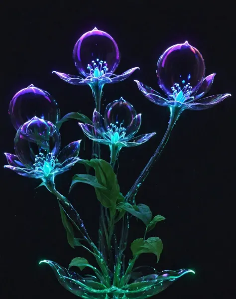 <lora:Glowing_bubble_XL:1> glowing bubble flower