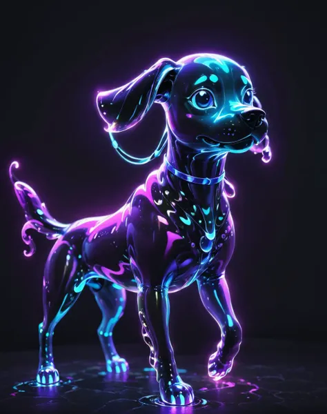 <lora:Glowing_bubble_XL:1> glowing bubble dog