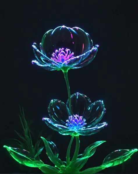 <lora:Glowing_bubble_XL:1> glowing bubble flower