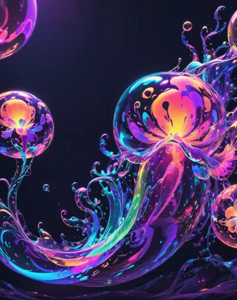 <lora:Glowing_bubble_XL:1> glowing bubble,  psychedellic, pastel colors,, chromatic aberration, colorful, bright colors,