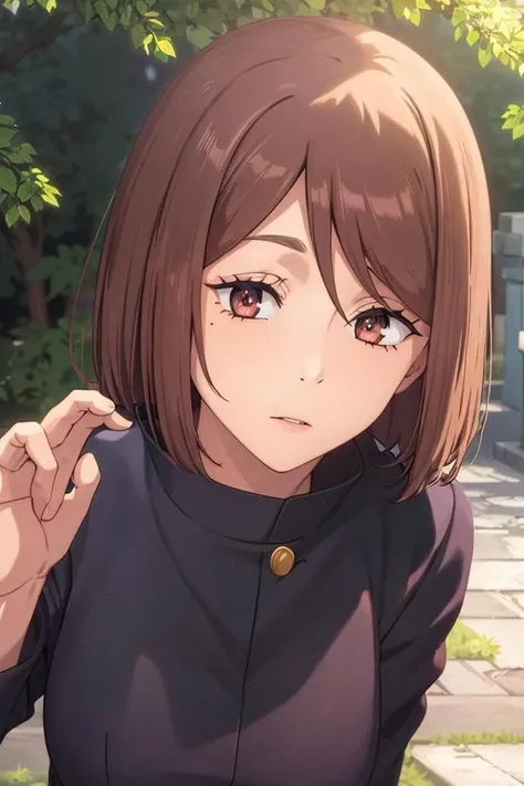 (masterpiece:1.2, best quality), (finely detailed beautiful eyes: 1.2), solo focus, (extremely detailed CG unity 8k wallpaper, masterpiece, best quality, ultra-detailed, best shadow), (detailed background), (beautiful detailed face, beautiful detailed eyes), 1girl, shoko , black jacket, school uniform, black short skirt, black pantyhose, black leggings,gakuran, High contrast, beautiful sexy woman, adult, (best illumination, an extremely delicate and beautiful),(simple backround, outdoors), looking at viewer,beautiful detailed glow,