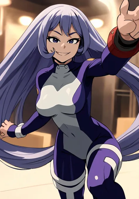 <lora:nejire_hado:0.8>, nejire_hado, (masterpiece, best quality,perfect lighting), 1girl, solo, smirk,  action pose, bodysuit,