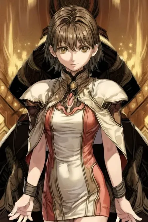(masterpiece:1.1), (best quality:1.1), 1girl, Real light and shadow, anime face, 4k, 8k, wallpaper,epic, detail texture, masterpiece,best quality,intricate eyes,beautiful detailed eyes, Smiling, Upper teeth, Glowing Smile, (Brown eyes:1.5), ((((Brown hair:1.35, medium hair)))), (symmetrical eyes,big eyes:1.5, MiyukiItsumi, 1girl, solo, short hair, brown hair, dress, brown eye, black pantyhose, hands behind back, Gebler-Uniform, ,cowboy shot, Upper Body(((intricate outfit,intricate clothes, embroidered outfit,ornate outfit,embroidered clothes,ornate clothes)))<lora:Concept-control tool-add_detail-CyberAIchemist:0.8>,
