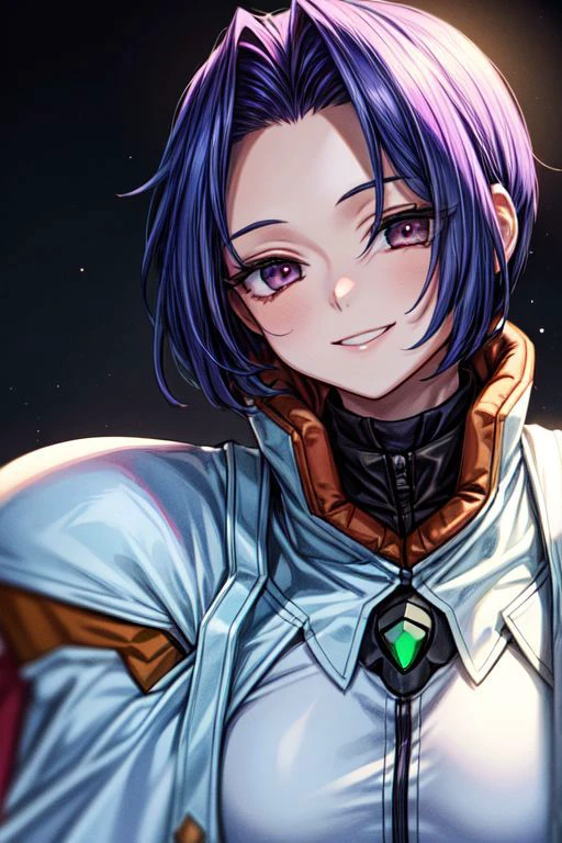 best quality, ultra-detailed, (1girl, solo, <lyco:miang-v1:1>,miang hawwa, gebler-uniform, Brutal smile, Narrow eyes), dark background