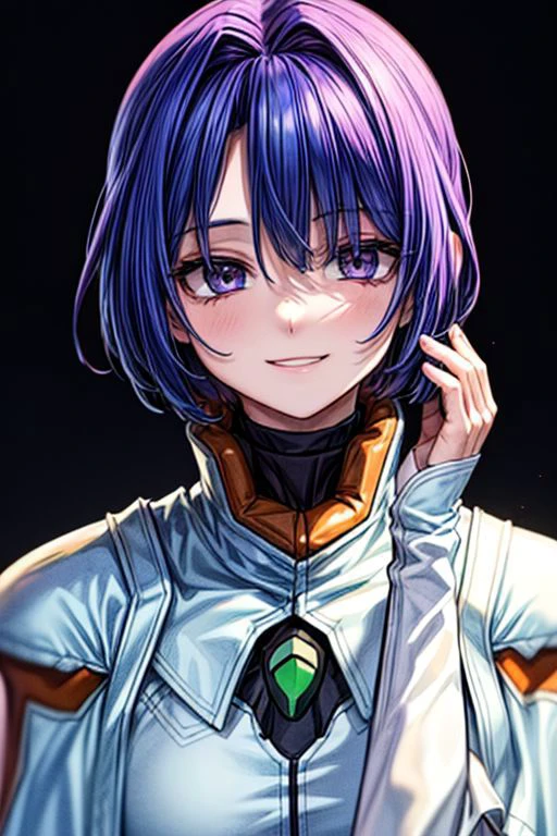 best quality, ultra-detailed, (1girl, solo, <lyco:miang-v1:1>,miang hawwa, gebler-uniform, Brutal smile, Narrow eyes), dark background