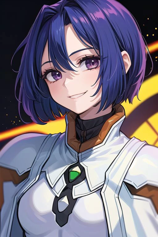 best quality, ultra-detailed, (1girl, solo, <lyco:miang-v1:1>,miang hawwa, gebler-uniform, Brutal smile, Narrow eyes), dark background