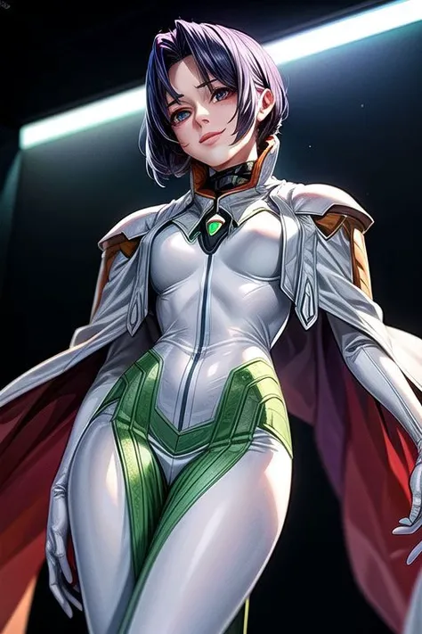 best quality, ultra-detailed, (1girl, solo, <lyco:miang-v1:1>,miang hawwa, gebler-uniform, seductive smile, Narrow eyes, from below, trying to trample), dark background