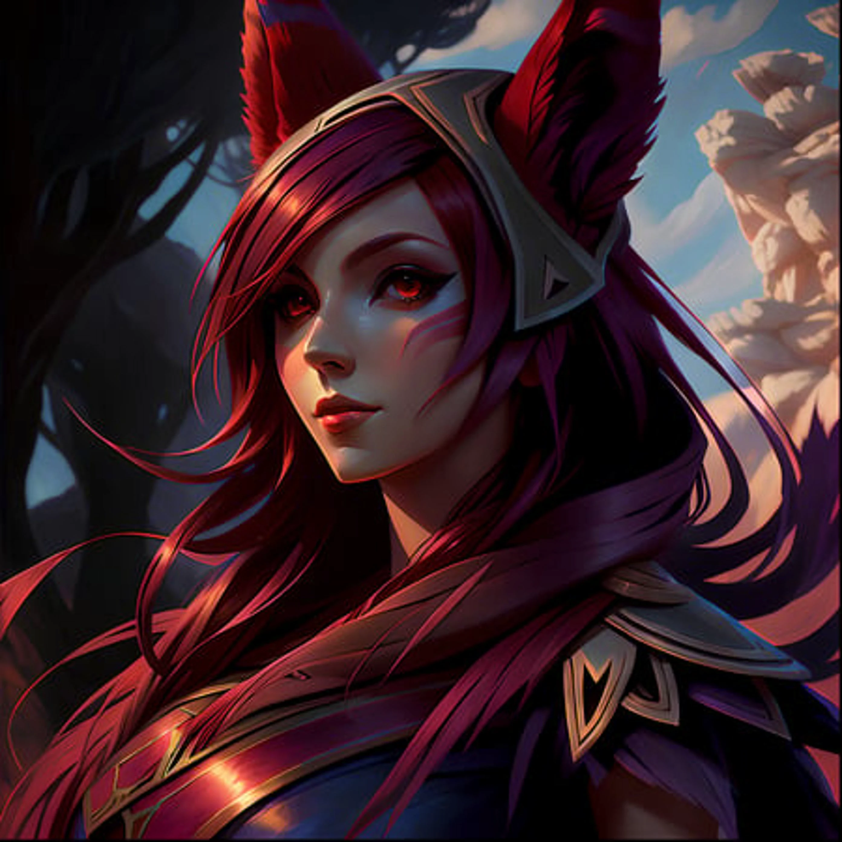 character: xayah from league of legends, character art, highly xayah from league of legends art deco, by Jeremiah Ketner, by Beksinski, by Vincent Di Fatelli <lora:xayahFromLeagueOf_xayahV1:1>