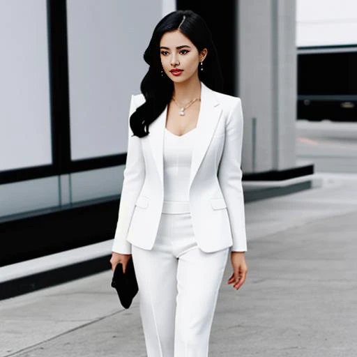 7. She wore a black and white professional suit. The overall look was simple yet elegant, showing her capable and elegant side.