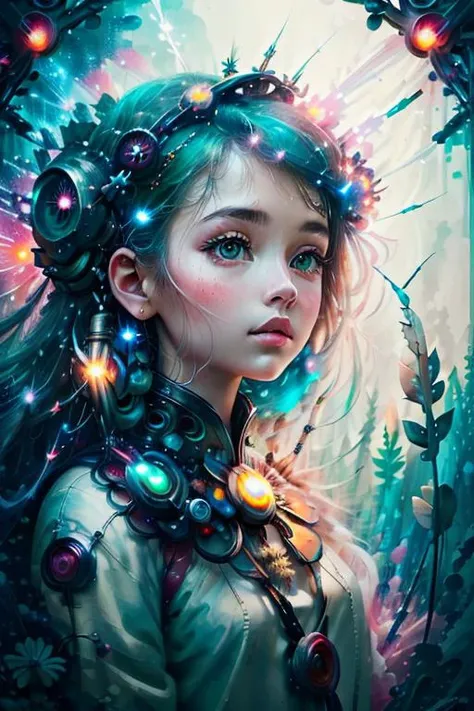 1girl in a mythical forest, masterpiece, perfect face, intricate details <lora:StarDust:1> stardust