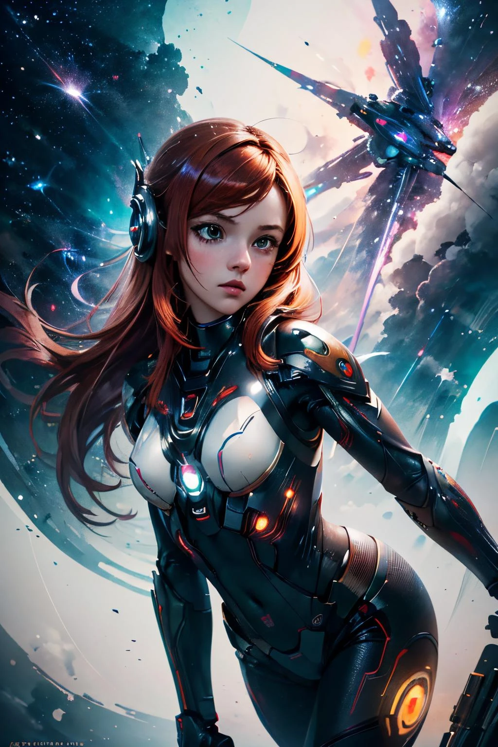 professional painting of cute redhead girl, sci-fi, trending on artstation, digital graphics, animation style, complicated details, cinematic illumination, post production, ray tracing ambient occlusion, shaders, tone mapping, fantasy, (ultra detailed background:1.2) <lora:StarDust:1.0>
